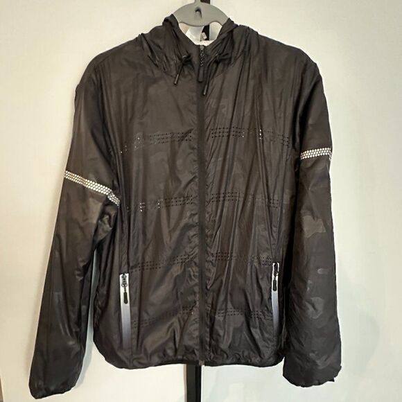 ✨host pick✨ NWOT Zyia Active Perforated Track Jacket, Black Camo, Size L - Picture 2 of 7